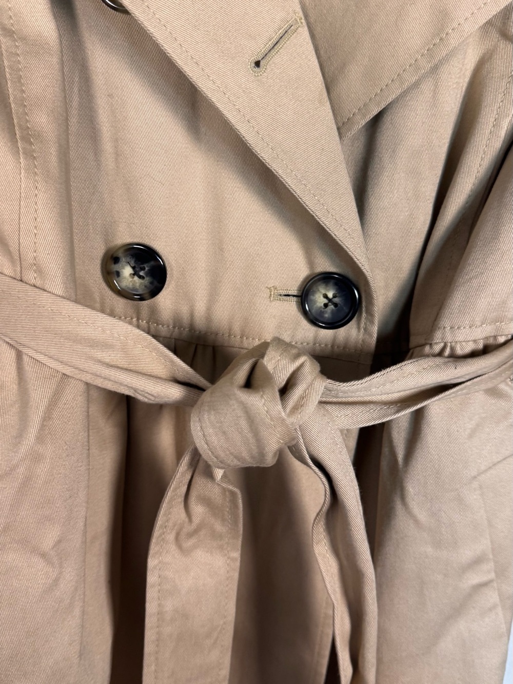 Liz Lange Maternity Trench Coat XXL Tan  Cotton Belted Classic Jacket Pregnancy - Picture 3 of 14